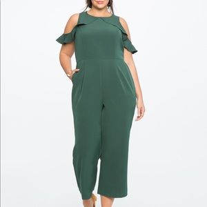 Cold Shoulder Jumpsuit with Ruffle Detail